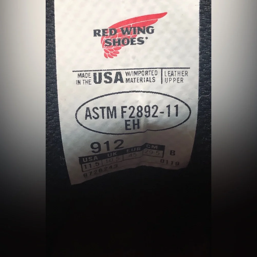 Red Wing 912 Brown Leather 6” Ankle Boots Mens size 11.5 Soft Toe USA made
